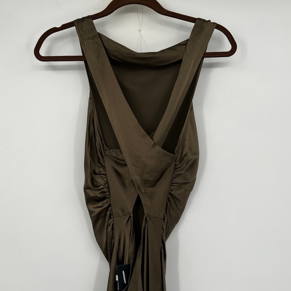 Reformation Elegant Satin Evening Gown Anaiis Silk Dress Morel NWT size 8 New - Picture 9 of 13